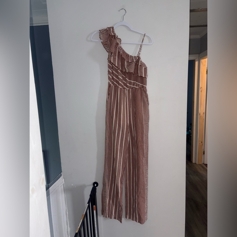 Lush - Brown Printed Ruffled Jumpsuit